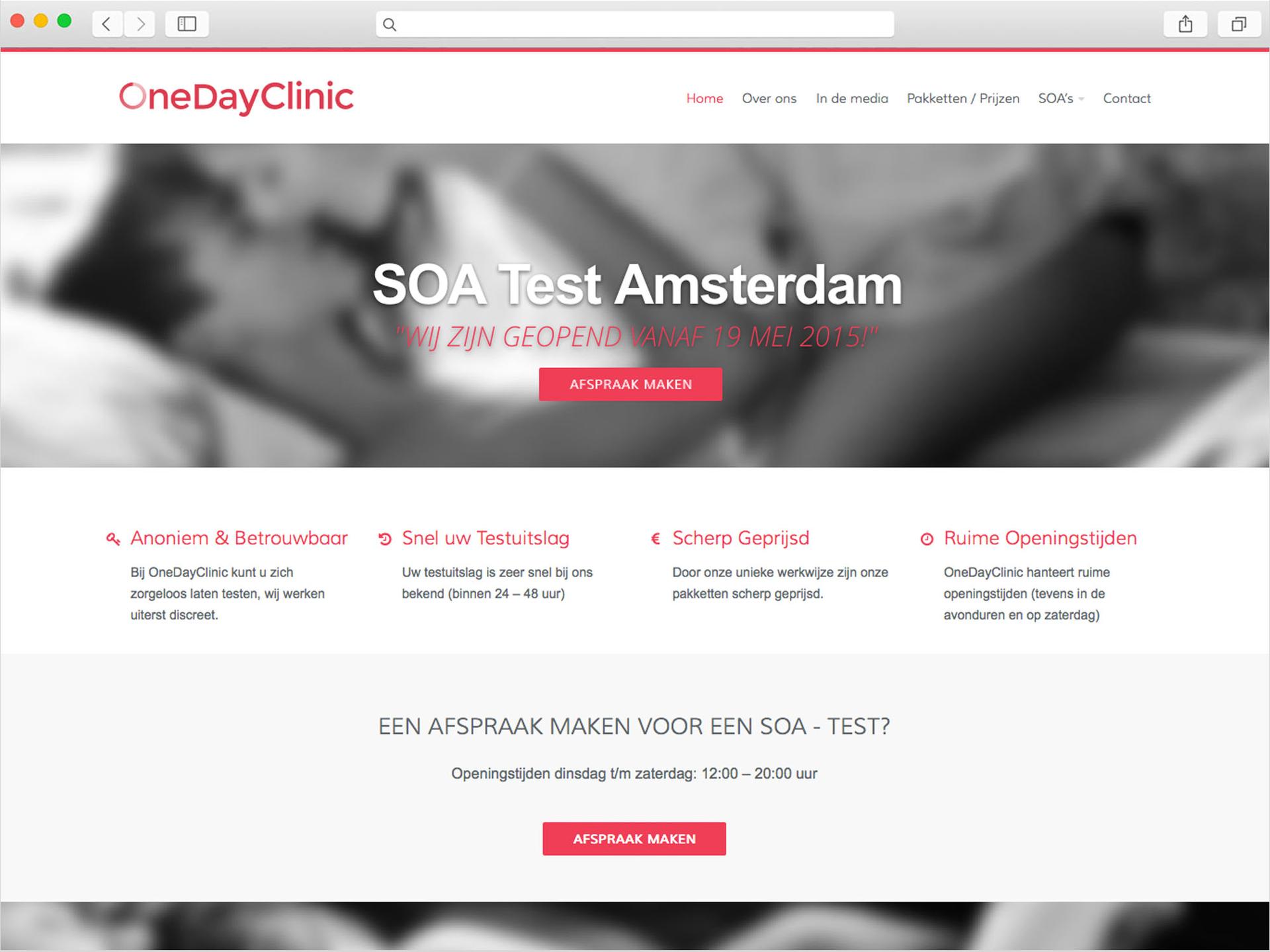 Website van OneDayClinic